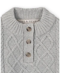 Hope & Henry Little and Big Girls' Organic Long Sleeve Mock Neck Button Placket Sweater Dress