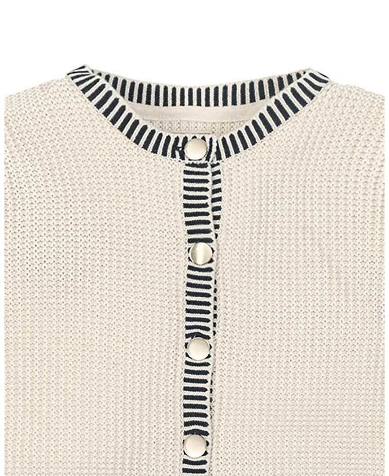 Hope & Henry Women's Organic Tweed Stitch Sweater Cardigan