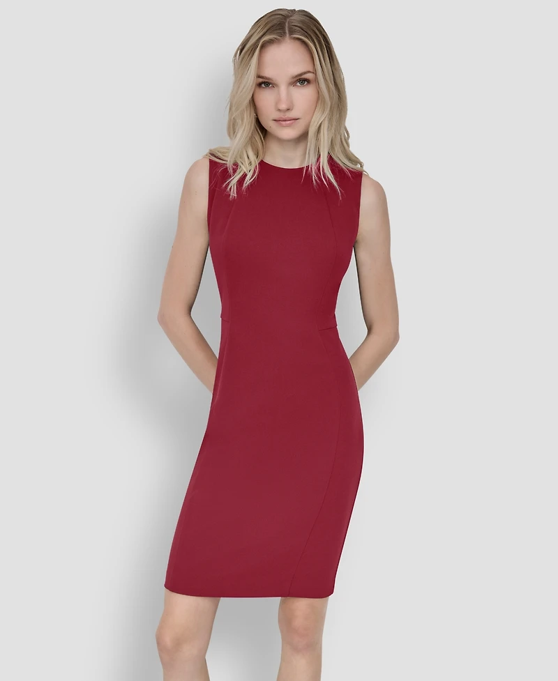 Dkny Women's Sleeveless Jewel Neck Scuba Crepe Dress