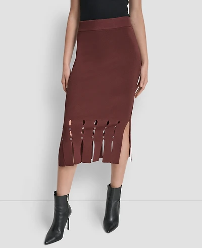 Dkny Women's Grommet Detail Sweater Pencil Midi Skirt