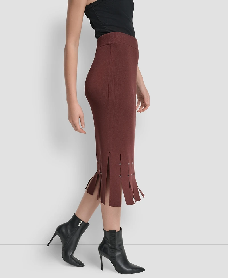 Dkny Women's Grommet Detail Sweater Pencil Midi Skirt