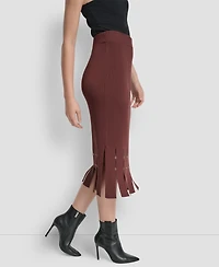 Dkny Women's Grommet Detail Sweater Pencil Midi Skirt