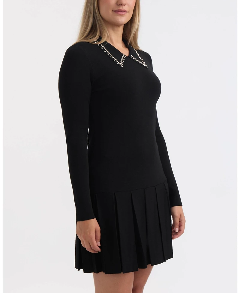 Ellen Tracy Women's Embellished Collar Knit Dress