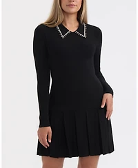 Ellen Tracy Women's Embellished Collar Knit Dress