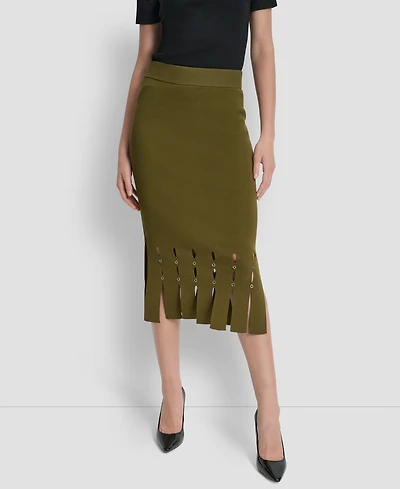 Dkny Women's Grommet Detail Sweater Pencil Midi Skirt