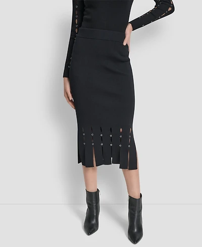 Dkny Women's Grommet Detail Sweater Pencil Midi Skirt