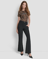 Dkny Women's Double Weave Wide Leg Pants