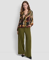 Dkny Women's Long Sleeves Pleated Top