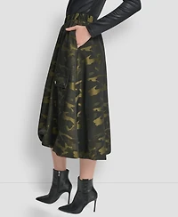 Dkny Women's Camo Print Jacquard Bubble Midi Skirt