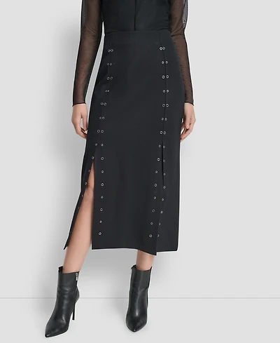 Dkny Women's Grommet Detail Midi Skirt