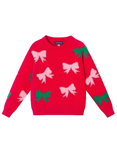 Andy & Evan Toddler/Child Girls Intarsia Bows Sweater