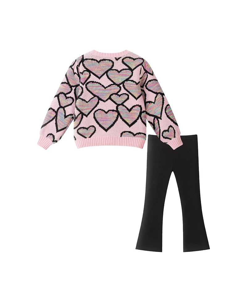 Andy & Evan Toddler/Child Girls All-Over Heart Sweater w/Legging Set