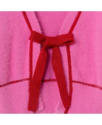Andy & Evan Child Girls Pink Eyelash Cardigan Sweater w/Red Satin Bow