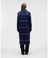 Nvlt Women's Brushed Plaid Wool Blend Boyfriend Coat
