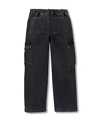 Lands' End Girls Denim Cargo Wide Leg Jeans