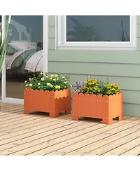 Gymax 2 Pack Rectangular Planter Box Weather-resistant Hdpe Flower Pot w/ Drainage Gaps