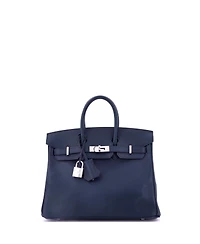 Pre-Owned Hermes Birkin 25 Handbag Blue Swift with Palladium Hardware