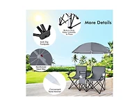 Akiudex portable folding picnic double chair with removable umbrella