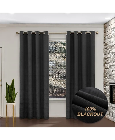 Awesome Home 100% Blackout Cotton Blend Thermal Grommet Curtains, 2 Panels