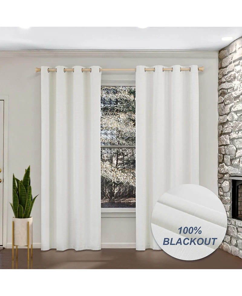 Awesome Home 100% Blackout Cotton Blend Thermal Grommet Curtains, 2 Panels