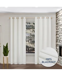 Awesome Home 100% Blackout Cotton Blend Thermal Grommet Curtains, 2 Panels