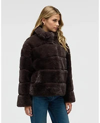 Nvlt Women's Wide Stripe Faux Fur Jacket