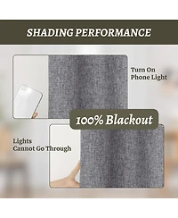 100% Blackout Linen Texture Curtains with Grommet Top, 2 Panels