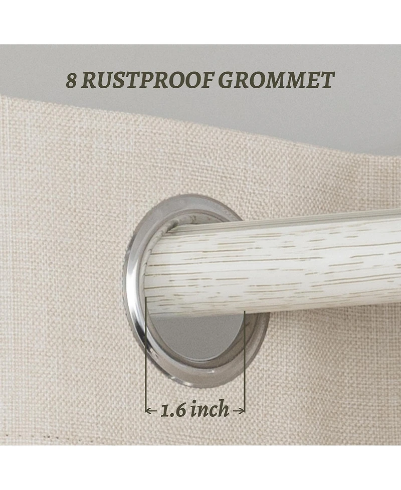 100% Blackout Linen Texture Curtains with Grommet Top, 2 Panels