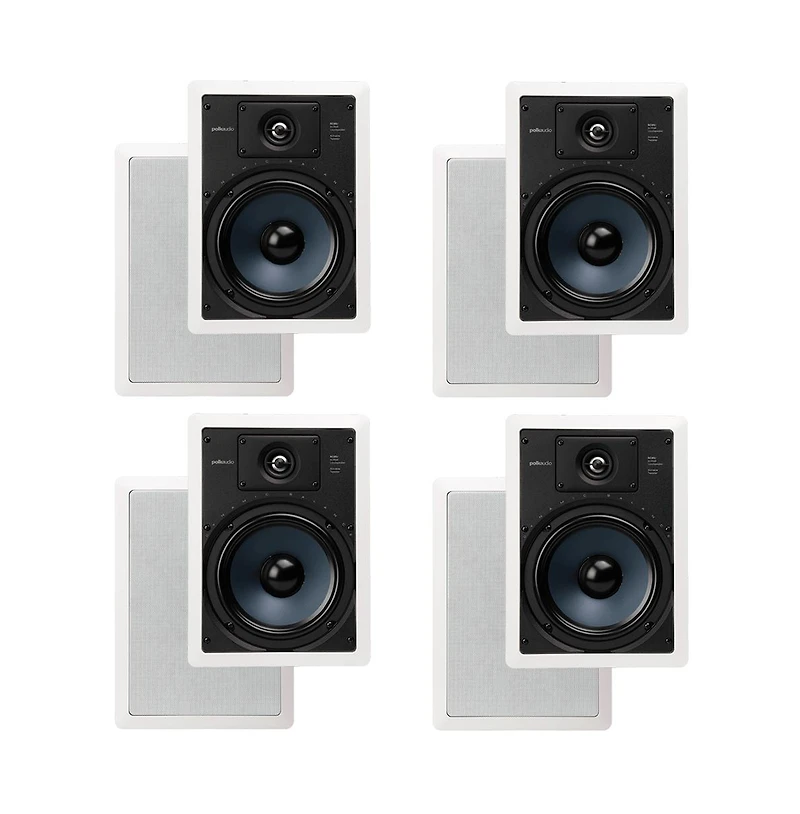 Polk Audio RC85i 2 Way In Wall Speakers - 4 Pack (White)