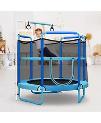 Akiudex Kids 3 in 1 Trampoline with Horizontal Bar and Rings for Indoor and Outdoor Play