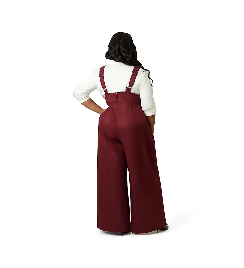 Unique Vintage Plus Wide Leg Rochelle Suspender Pants
