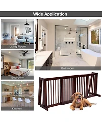 Akiudex Folding Adjustable Free Standing 3-Panel Wood Fence