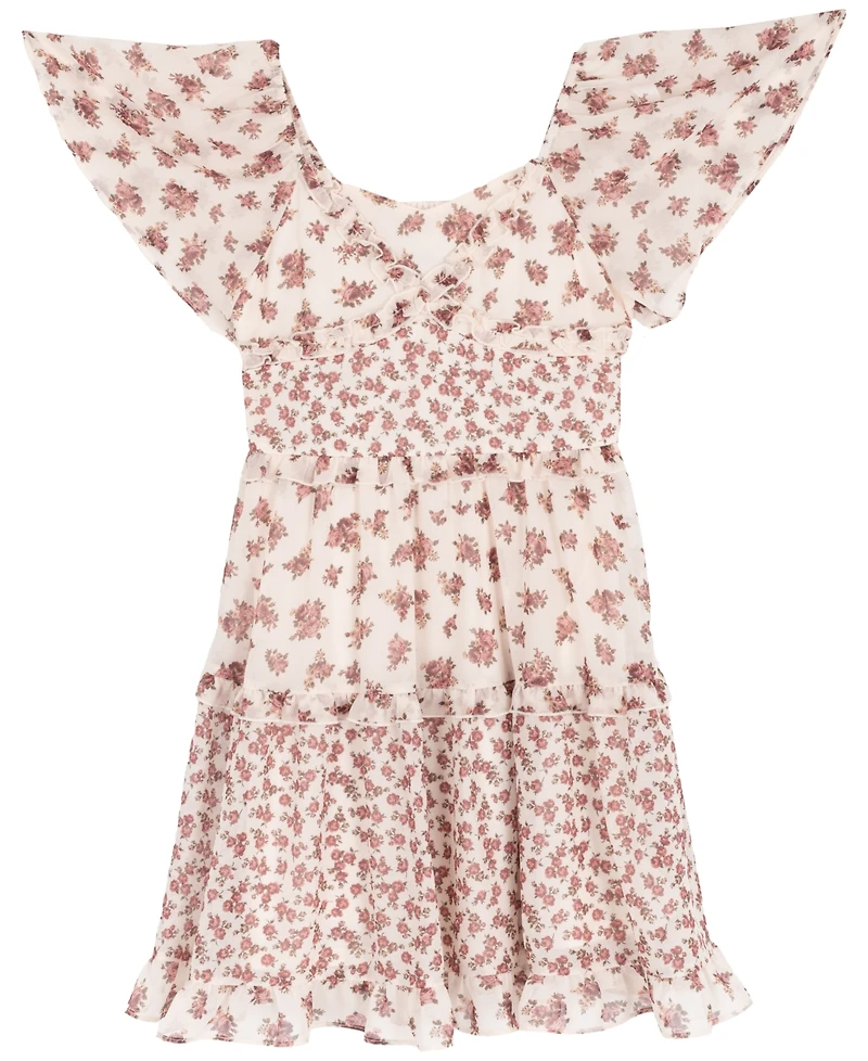 Rare Editions Big Girl 2-Piece Floral Chiffon Dress with Corduroy Jacket Set