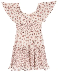 Rare Editions Big Girl 2-Piece Floral Chiffon Dress with Corduroy Jacket Set