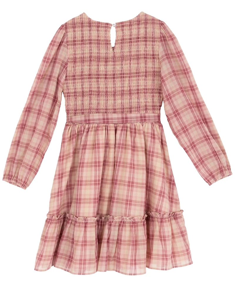 Rare Editions Big Girl Plaid Dress with Hair Accessory