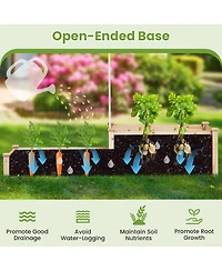 Gymax Raised Garden Bed w/ 2 Planter Boxes & Trellis Outdoor Wooden Planter Box Kit for Sapling
