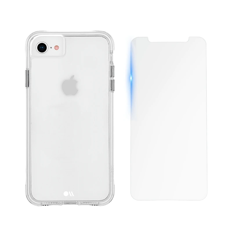 Case-Mate Protection Pack Tough Case and Glass Screen Protector for Apple iPhone Se 2022 / Se 2020 / 8 / 7 / 6s / 6-Clear