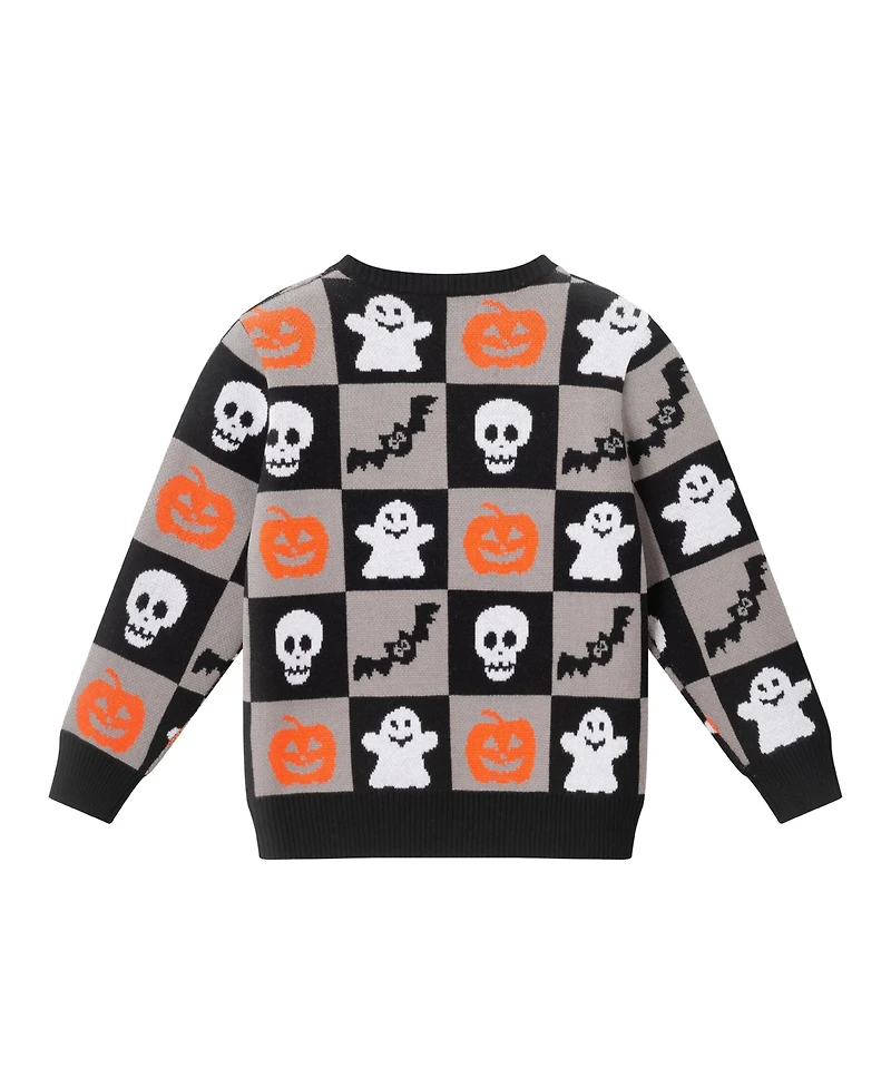 Andy & Evan Toddler Boys Toddler/Child Halloween Themed Checkered Sweater