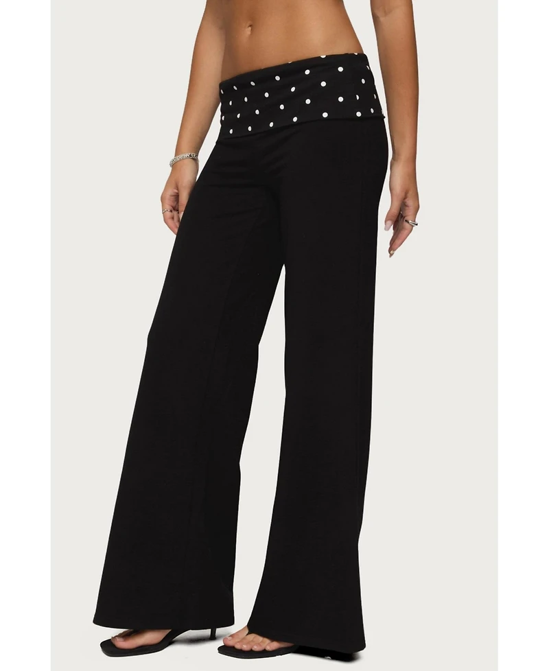 Edikted Women's Reeva Polka Dot Fold Over Pants