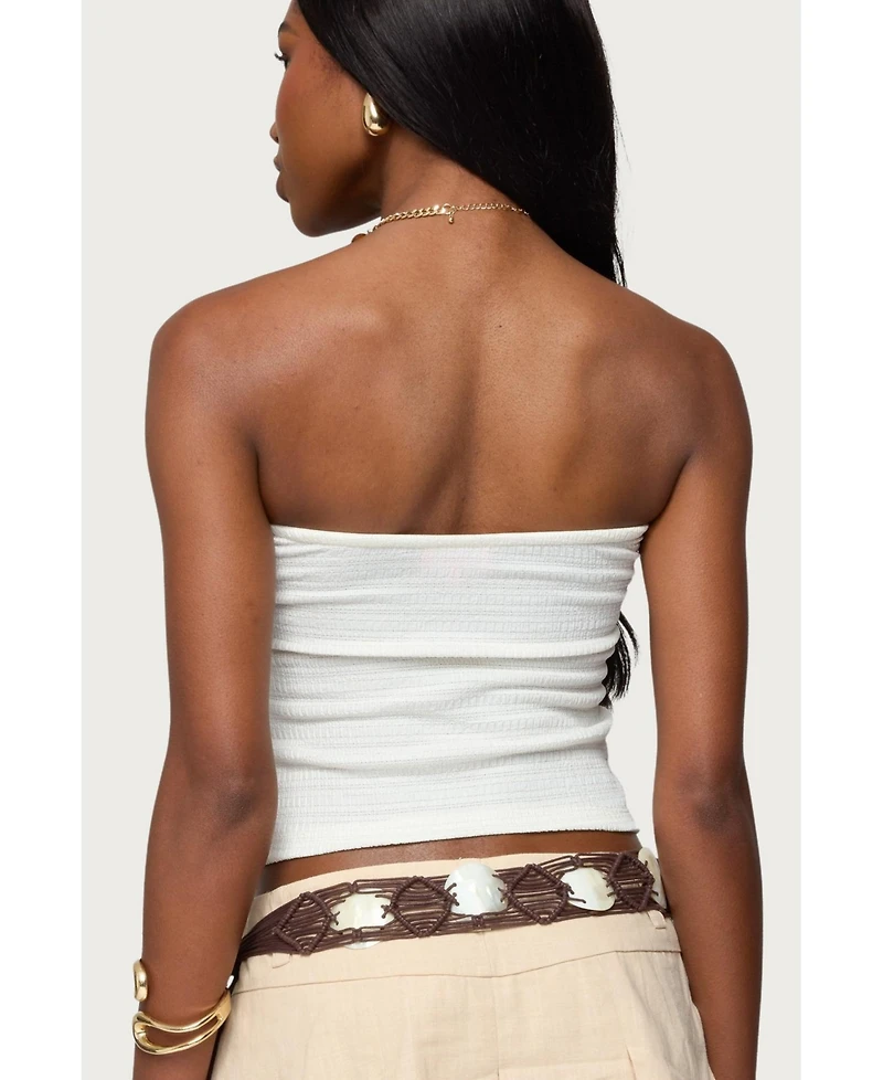 Edikted Womens Layered Textured Knit Strapless Top