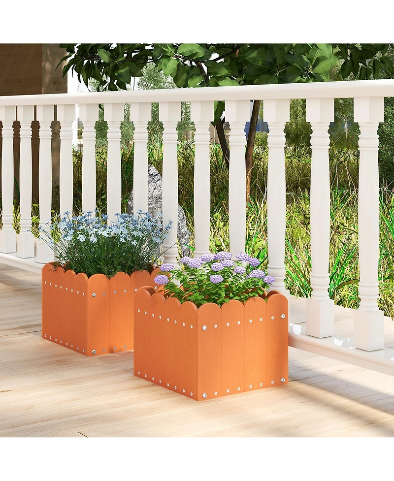 Gymax 2 Pack Square Planter Box Weather-Resistant Hdpe Flower Pot Garden Bed