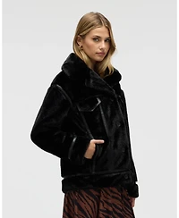 Nvlt Women's Mink Faux Fur Jacket with Tape Trims