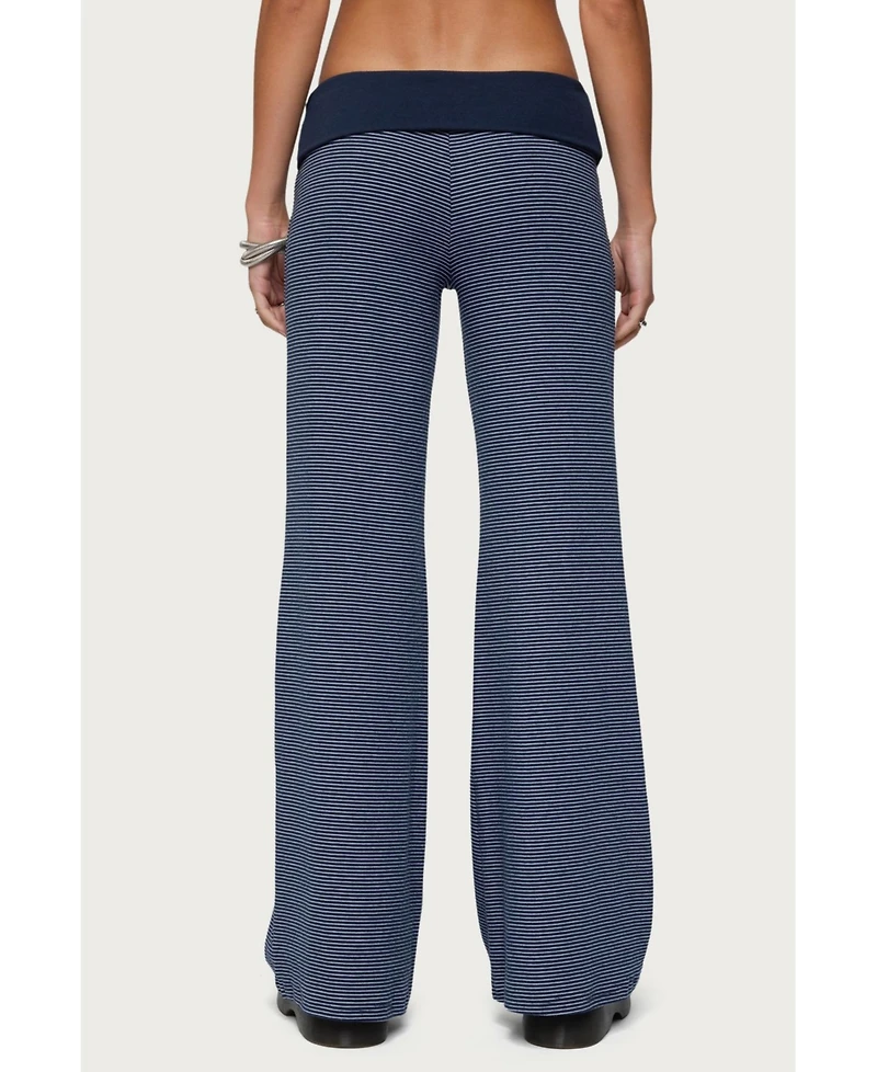 Edikted Women's Amarna Striped Fold Over Pants