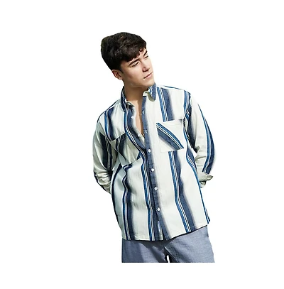 Campus Sutra Men's Shadow-Striped Oversized Shirt