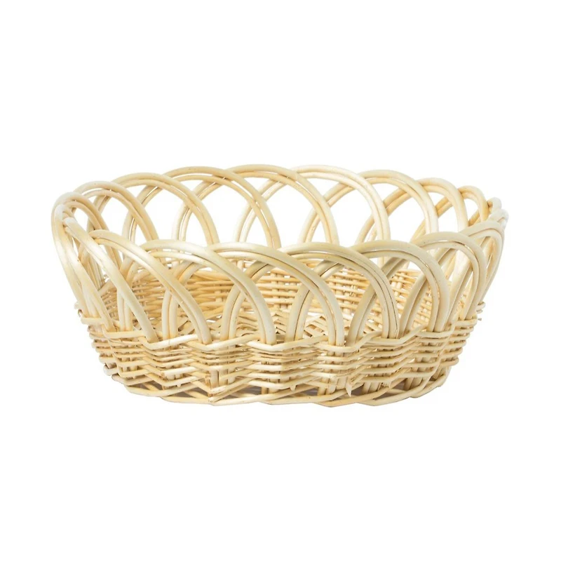 Wickerwise 16 Inch Decorative Round Fruit Bowl Bread Basket Serving Tray, Large