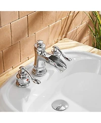 Greenspring 8 in. Waterfall Widespread 2-Handle Bathroom Faucet With Pop-up Drain Assembly in Spot Resist Polished Chrome