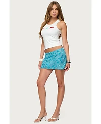 Edikted Womens Asher Beaded Floral Mini Skirt