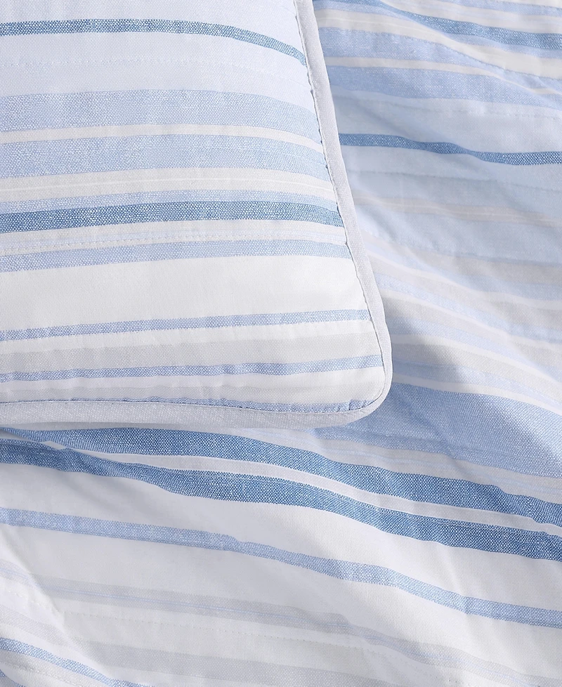 Tommy Hilfiger Bold Stripe Textured Cotton Reversible -Pc. Quilt Set