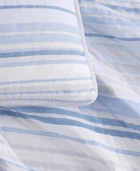 Tommy Hilfiger Bold Stripe Textured Cotton Reversible -Pc. Quilt Set