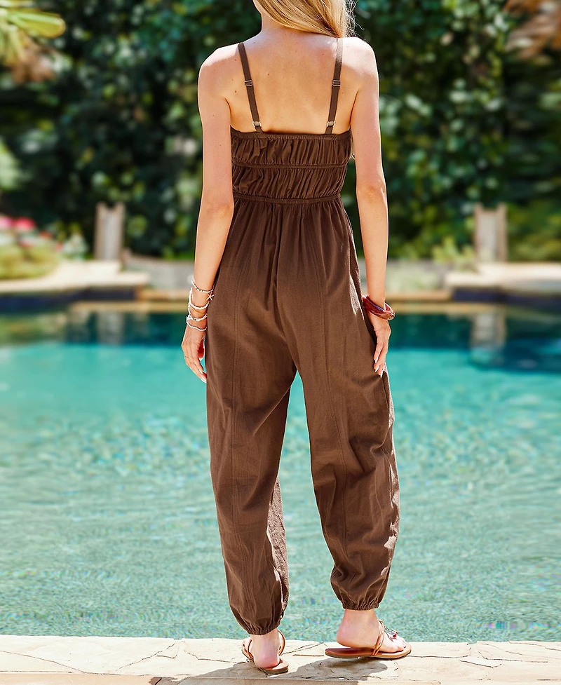 Cupshe Women's Casual Ruched Bodice Jumpsuit
